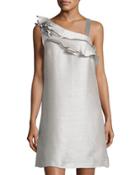 Ruffled Asymmetric Silk-blend Dress,