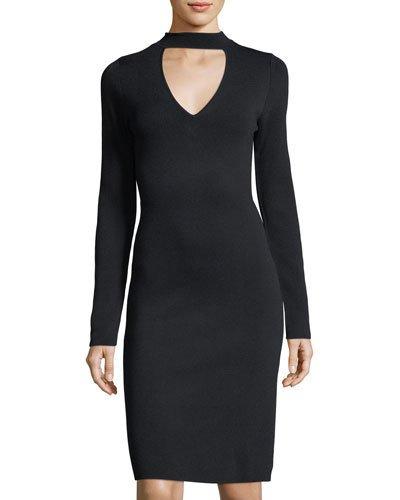 Choker-collar Knit Dress