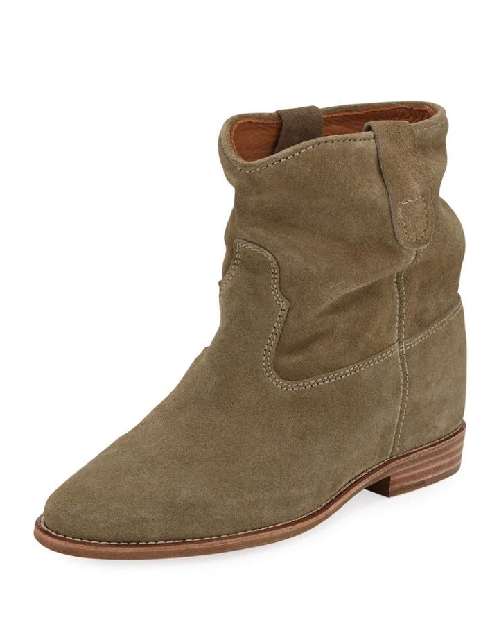 Crisi Western Suede Flat Bootie