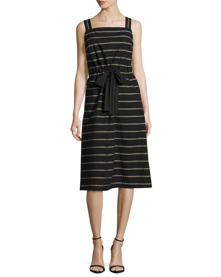 Lorelei Sleeveless Vesterbo Striped Cotton Dress, Black