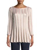 Ombre Sequin Stripe Pleated Top