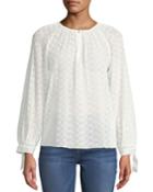 Eyelet-lace Tie-cuff Blouse