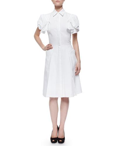 Puff-sleeve Pique-knit