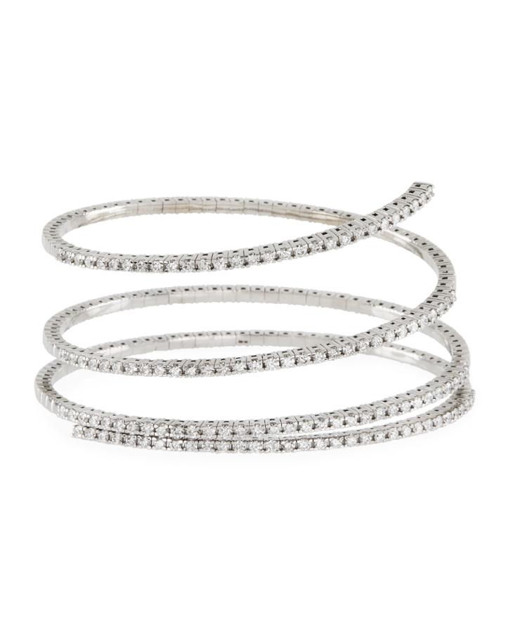 14k Gold Flexible Diamond Wrap Bangle,