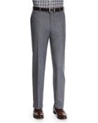 Flat-front Flannel Trousers, Charcoal/royal