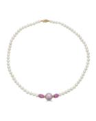 14k Pink Sapphire & Pearl Necklace