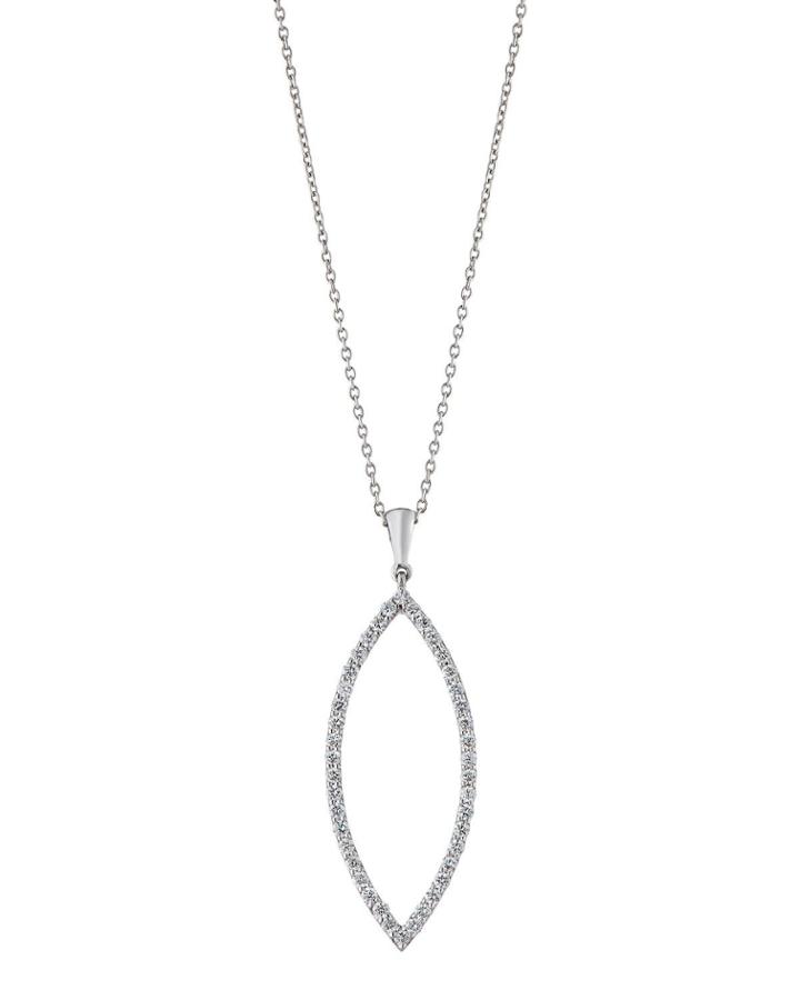 18k White Gold Diamond Marquise Pendant Necklace