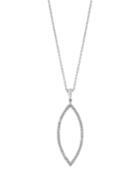 18k White Gold Diamond Marquise Pendant Necklace