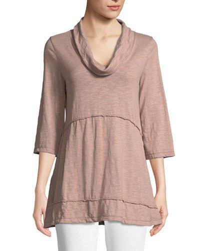 Half-sleeve Cowl-neck Tunic