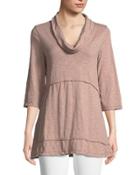 Half-sleeve Cowl-neck Tunic