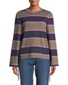 Lace-up Rugby Stripe Cotton Pullover
