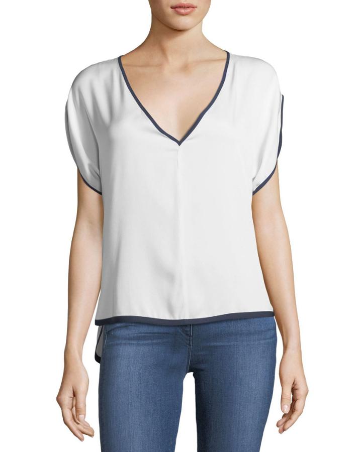 Stretch Silk V-neck Dolman Top