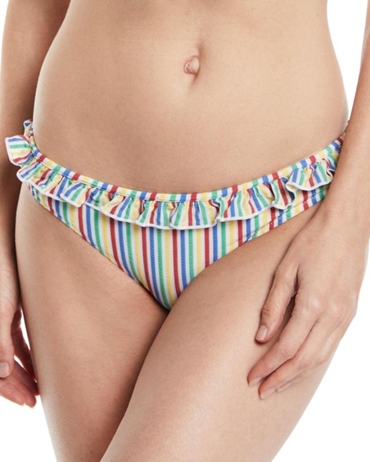 Milly Seersucker Hipster Swim Bikini Bottoms