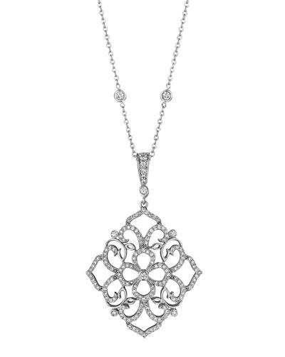 18k White Gold Diamond Lace Pendant Necklace