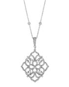 18k White Gold Diamond Lace Pendant Necklace