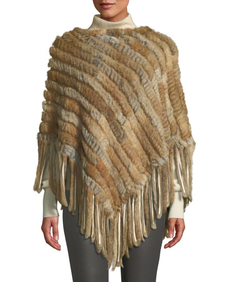 Rabbit Fur Fringe Poncho