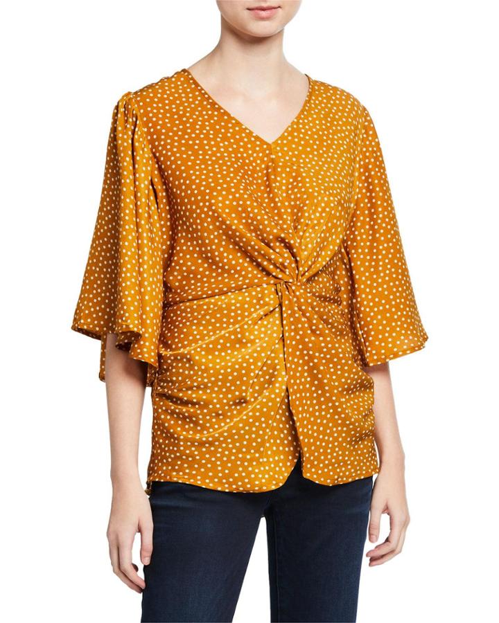 Polka Dot Twisted-front Top