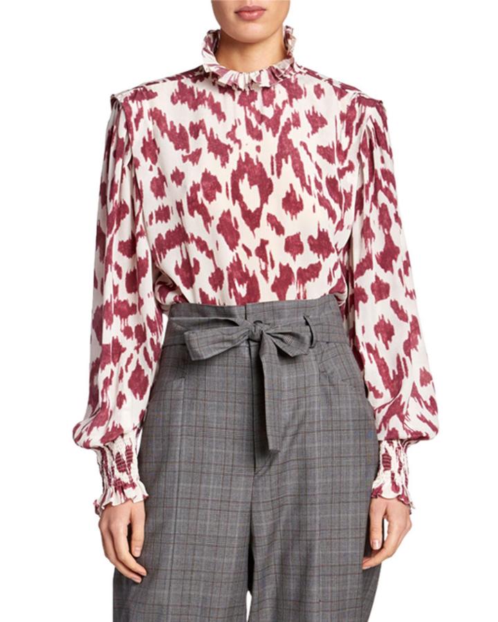 Yoshi Printed High-neck Blouse