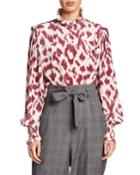Yoshi Printed High-neck Blouse