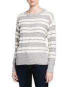 Long-sleeve Loop-stripe Crewneck