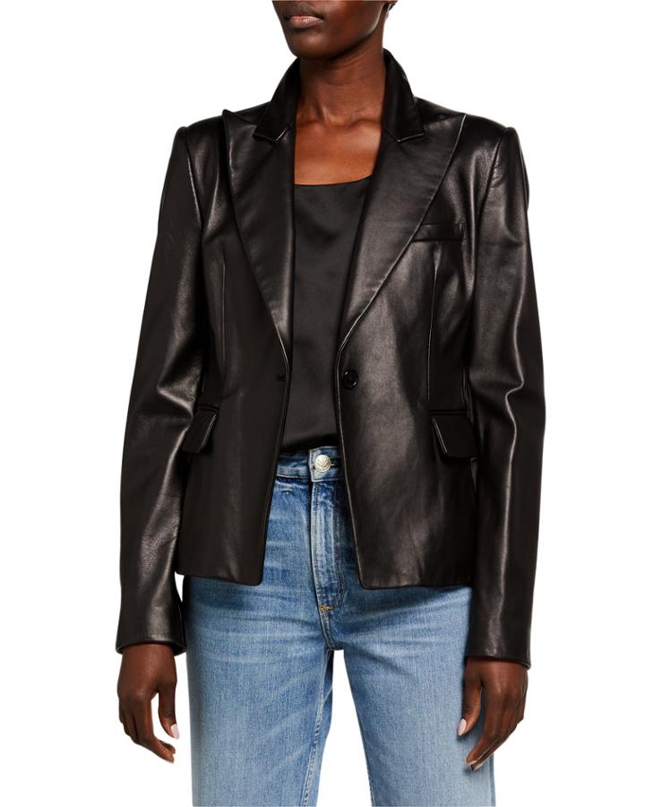 Plonge Leather One Button Blazer