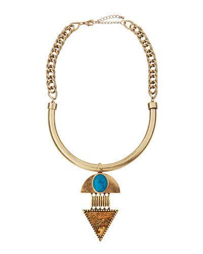 Golden Mixed-stone Geometric Collar Necklace