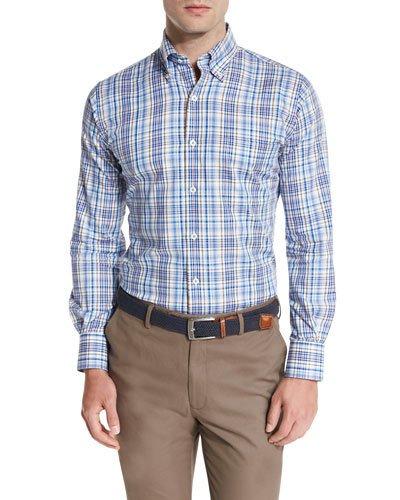 Melange Plaid Sport Shirt, Hawaiian Blue