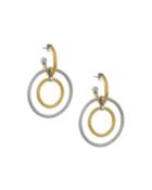 Huggie Hoop Double Cable-drop Earrings, Gold/steel