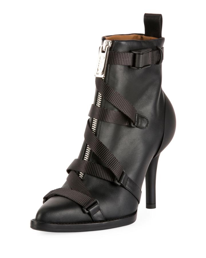 Tracy Strappy Front-zip Ankle Boot