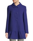 Wool Button-front Peplum Coat