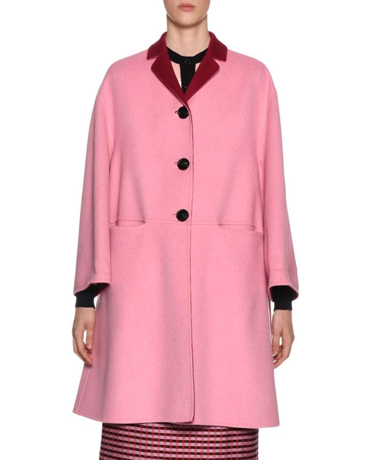 Reversible Button-front Double-face Wool-cashmere Coat