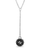 Men's Enamel Flower Shield Pendant Y-drop Necklace,
