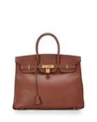 Vintage Birkin 35 Calfskin Satchel Bag, Brown