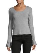 Ribbed Bell-cuff Long-sleeve Tee
