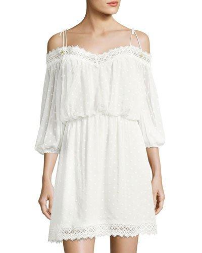 Swiss Dot Cold-shoulder Dress