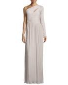 Single-sleeve Plisse Evening Gown,