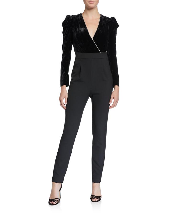 Cleo Embellished Velvet Jumpsuit
