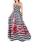 Floral-print Striped