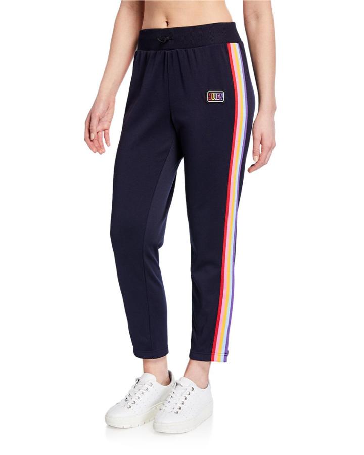 Side-snap Rainbow Striped Track Pants