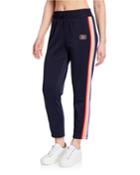 Side-snap Rainbow Striped Track Pants