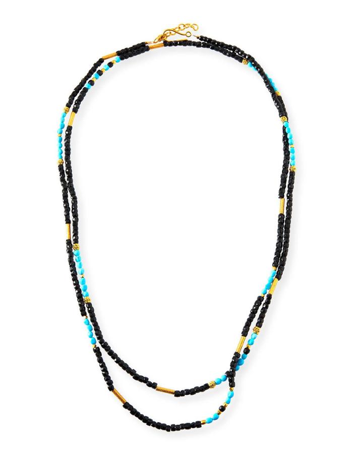 Sleeping Beauty Turquoise & Onyx Beaded Necklace