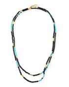Sleeping Beauty Turquoise & Onyx Beaded Necklace