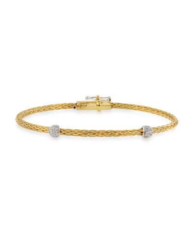18k Woven Bangle Bracelet W/ 2 Diamond