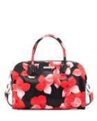 Pippa Floral-print Leather Satchel Bag, Red/black