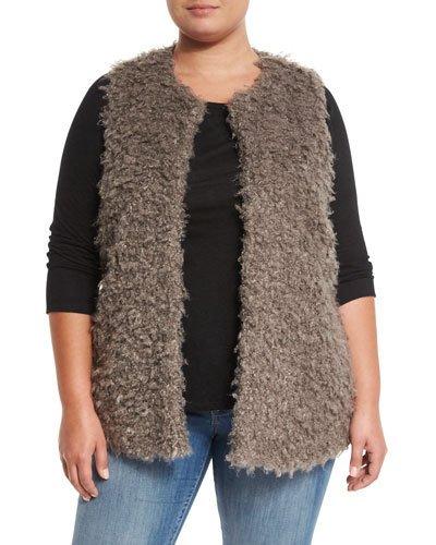 Shaggy Faux-fur Vest, Steel Heather,