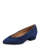 Suede Low-heel Slip-on Pumps, Navy