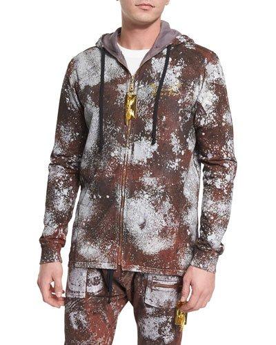 Dirty Paint-splattered Zip-up Hoodie,