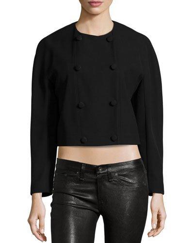 Double-breasted Cropped Jacket, Black