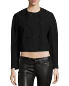 Double-breasted Cropped Jacket, Black