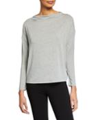 Long-sleeve Mock Boat-neck Pullover Top